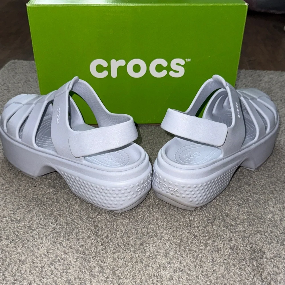 CROCS White/Gray Strap Sandals - Picture 6 of 8